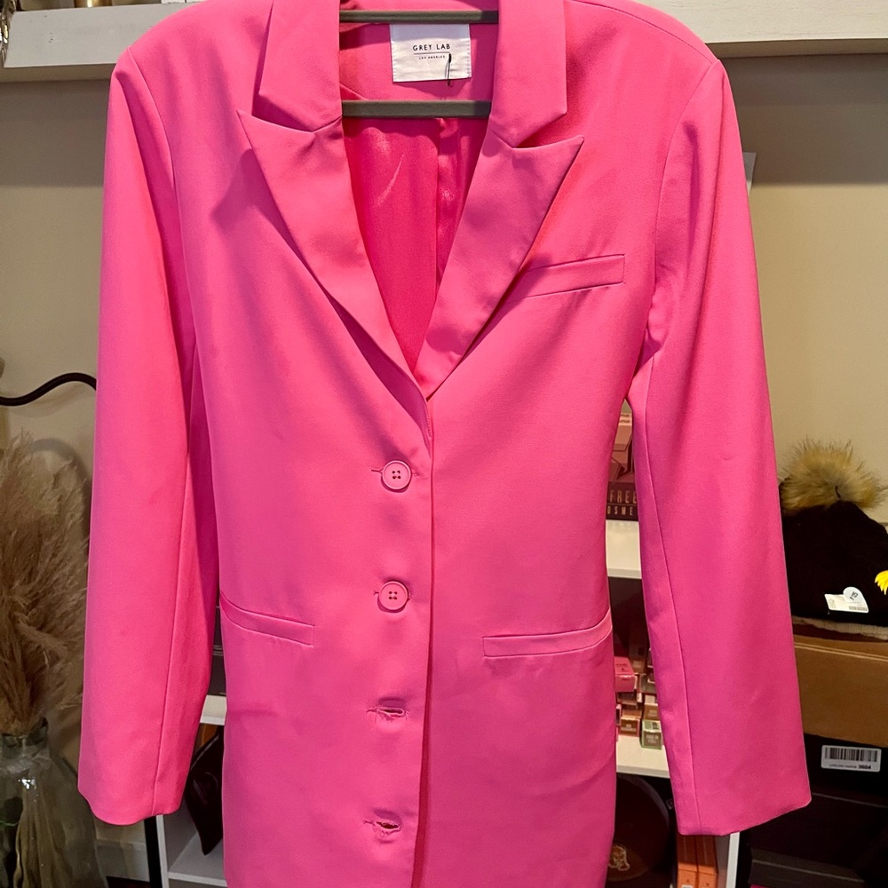 NWT Pink Size Small Grey Lab Women's Blazer Mini Dress